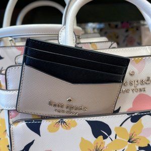 Kate Spade Staci Colorblock Small Slim Card Holder Warm Beige Multi